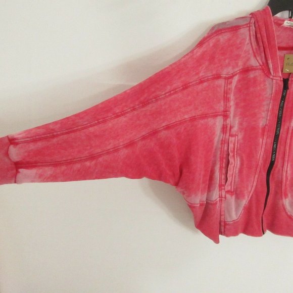 Hello Nite! Zip Up Jacket Small Vintage Flag Red Dolman burn out light weight S - Picture 2 of 4